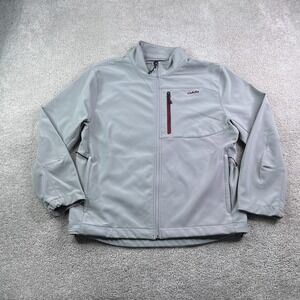 Cabelas Jacket Womens Medium Gray Softshell Full Zip Hiking Outdoors Logo
